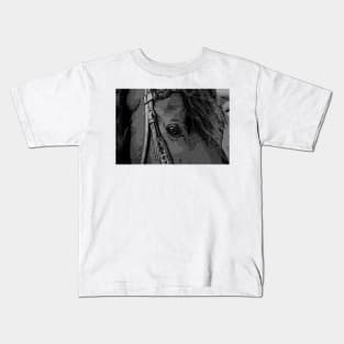 greyscale horse face vector Kids T-Shirt